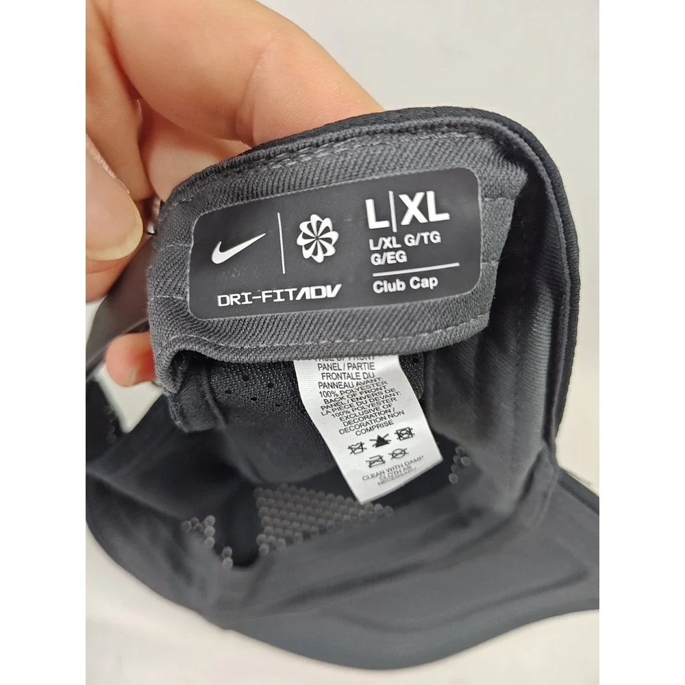 NWT Nike Dri-Fit Club Cap Swoosh Tennis Hat Black‎ Sz L/XL FB5636-010 Adjustable